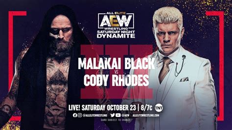 AEW Dynamite Preview: Malakai Black Vs. Cody Rhodes, AEW & TBS Title ...