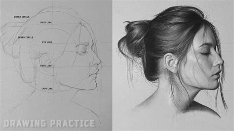 Drawing Practice - How to draw side profile of a face Loomis Method ...