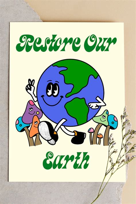 Restore Our Earth Print Retro 70s Quote Print Poster Retro - Etsy