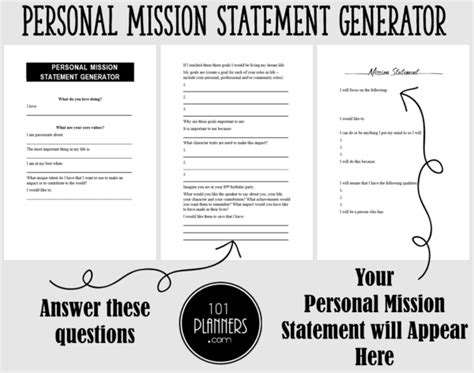 Personal Mission Statement Generator | Instant Download