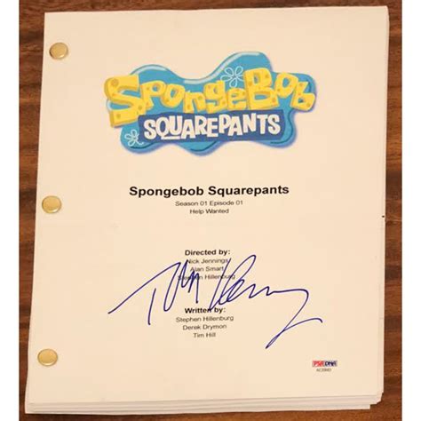 Tom Kenny Signed "Spongebob Squarepants" Full Episode Script (PSA COA ...