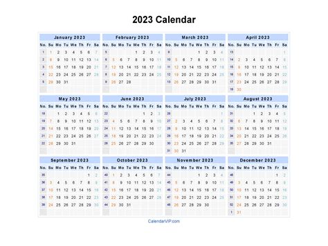 2023 Calendar - Blank Printable Calendar Template in PDF Word Excel