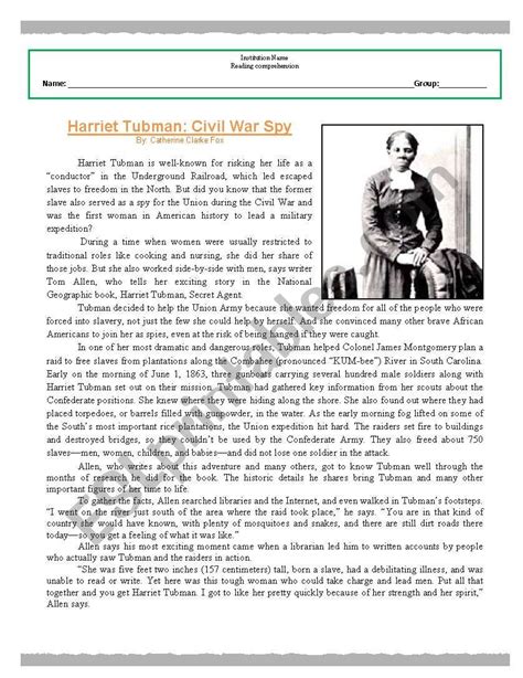 English Worksheets Harriet Tubman Advanced Proficiency Reading | Images ...