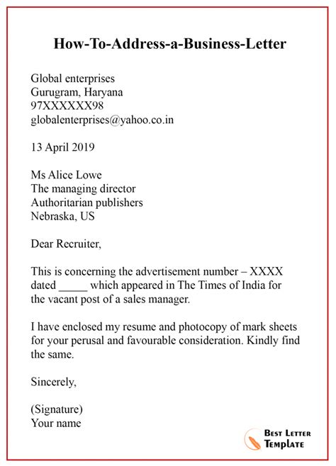 How To Address A Business Letter - Sample & Example