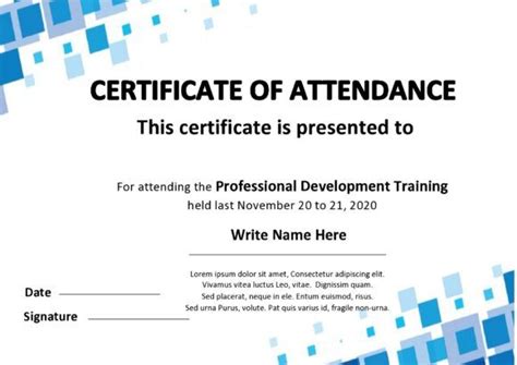 Fascinating Perfect Attendance Certificate Free Template