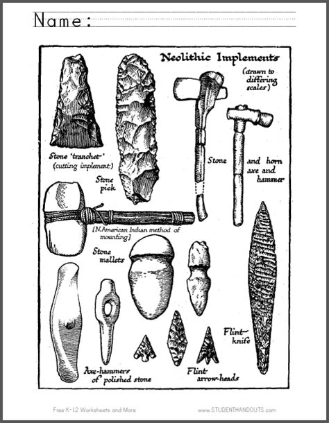 Neolithic tools coloring page – Artofit