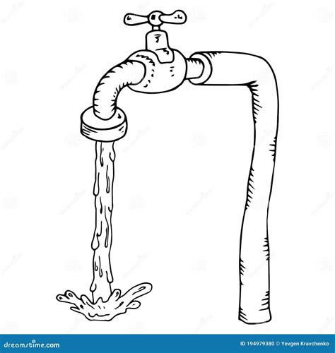 Water Tap. Water Tap With Water. Vector Illustration Of A Water Faucet ...