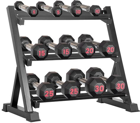 Dumbbell Rack 3 Tier Solid Steel Rack Weight Holder 660lbs Capacity ...