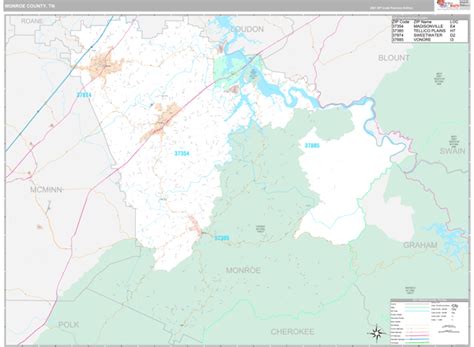 Monroe County, TN Wall Map Premium Style by MarketMAPS - MapSales