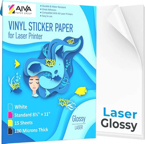 Amazon.com: Printable Vinyl Sticker Paper for Laser Printer - Glossy ...