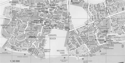 Map of Freeport and Lucaya with streets and detail, Grand Bahama Island ...