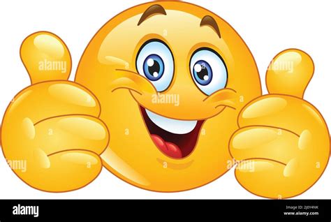 Happy emoji emoticon showing double thumbs up like Stock Vector Image ...