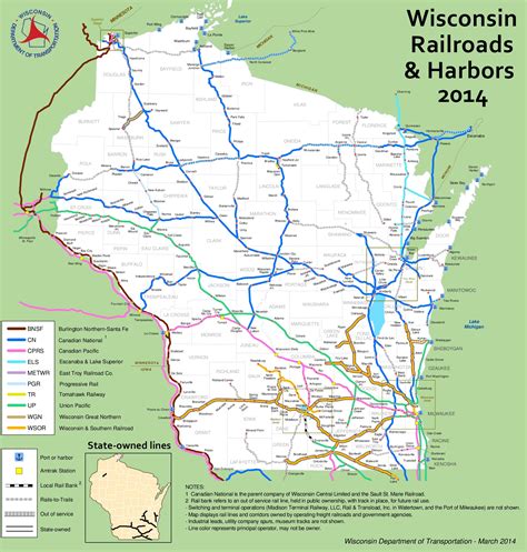 Wisconsin railroad map - Ontheworldmap.com