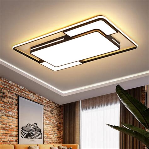 Avenila Modern LED Ceiling Light with Remote Black Dimmable Lamp Squar