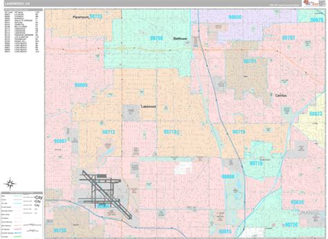 Lakewood California Wall Map (Premium Style) by MarketMAPS - MapSales