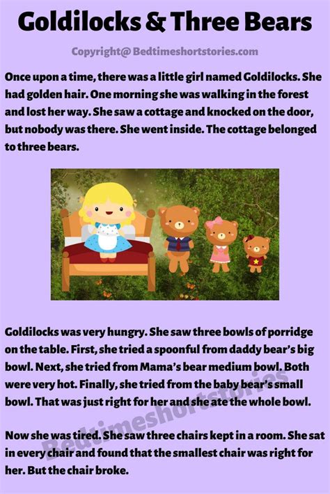 the story of goldilocks and three bears is shown in this graphic above it