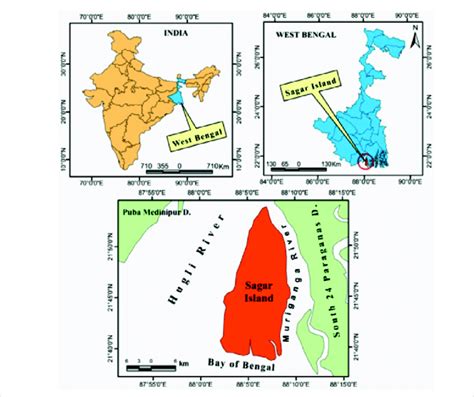 Location of the Sagar Island surrounded by River Hugli and Muri Ganga ...