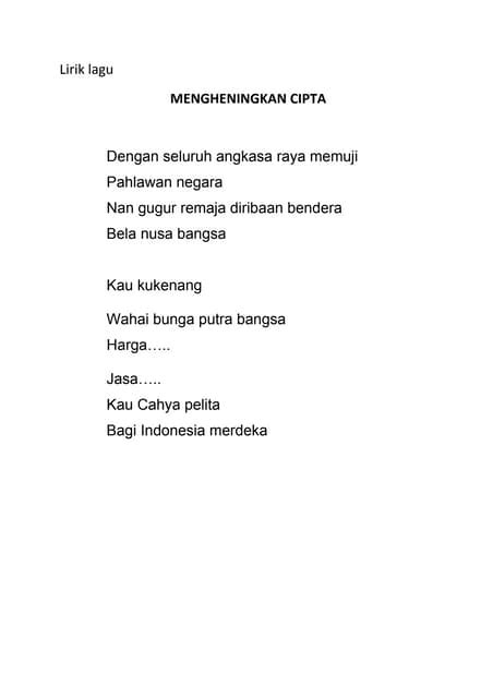 Lirik lagu mengheningkan cipta | PDF