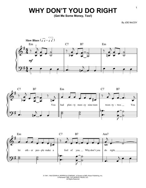 Peggy Lee Why Don't You Do Right (Get Me Some Money, Too!) sheet music ...