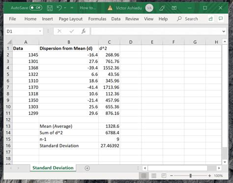 Calculating Standard Deviation Worksheet