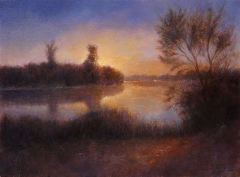 River Sunset - Landscape Oil painting - Fine Arts Gallery - Original ...