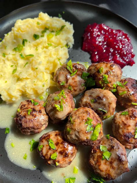 swedish meatball with mashed potatoes and lingonberry jam - Dining and ...