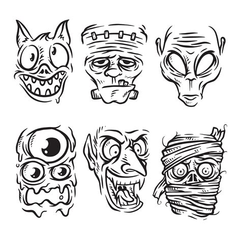 Hand drawn monster face illustration 4684901 Vector Art at Vecteezy