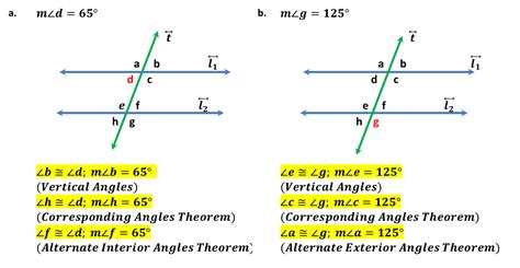 Parallel Lines Cut by a Transversal Sample 1 ⋆ GeometryCoach.com