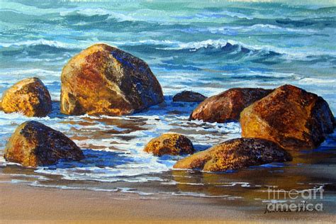 Beach Rocks Painting by Varvara Harmon - Pixels