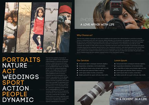 Photography A4 Bifold Brochure Design Template in PSD, Word, Publisher