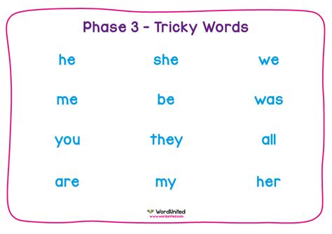 Phase 3 Phonics Tricky Words Mat - WordUnited