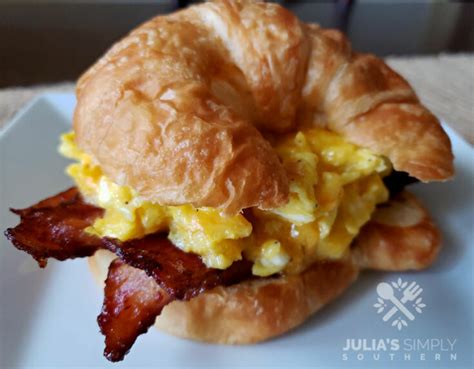 Bacon Egg and Cheese Croissant Sandwiches - Julias Simply Southern