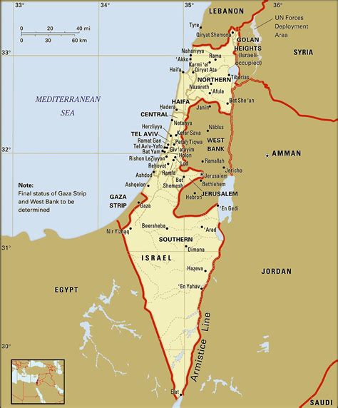 Map of Israel regions: political and state map of Israel