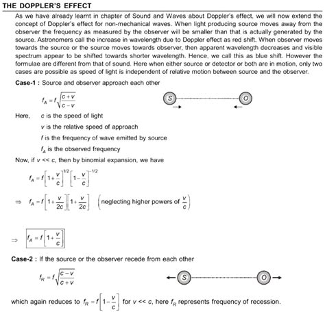 general formula of doppler effect in light waves