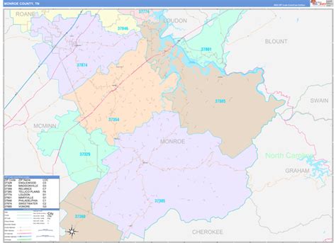 Monroe County, TN Wall Map Color Cast Style by MarketMAPS - MapSales