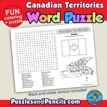 Canadian Territories Word Search Puzzle and Coloring Activity | Canada ...