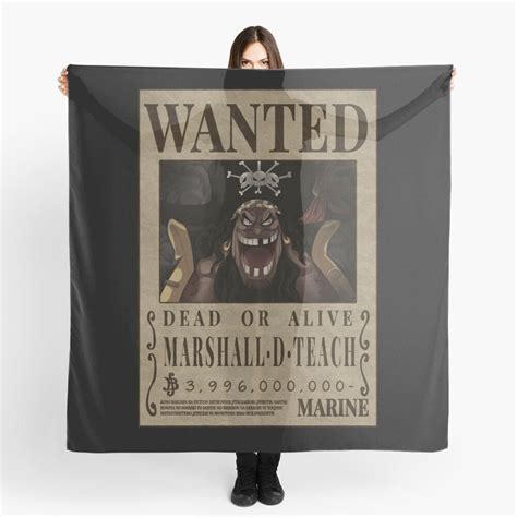 "Marshall D Teach One Piece Kurohige Bounty Poster Blackbeard" Scarf ...