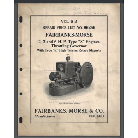 Fairbanks Morse 2, 3, and 6 HP z Engines Part List for R Hi Tension Mag ...