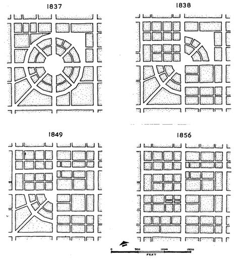 Re-squaring of the city center of Circleville, Ohio, 1837 – 1856 ...