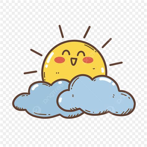 Sun And Clouds Clipart Hd PNG, Yellow Minimalist Cute Cartoon Sun Cloud ...