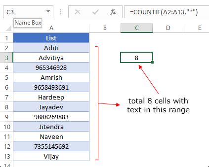 Count Cells with Text | Excel Formula