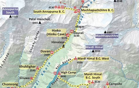 Annapurna Base Camp Trek Map. ABC Trek Map