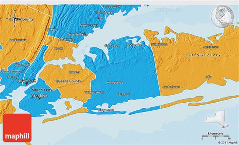 Political 3D Map of Nassau County