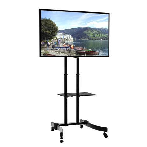 KRIEGER Mobile TV Stand, TV Trolley With Adjustable Stand Shelf And ...