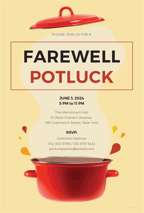 Free Farewell Potluck Invitation Template in MS Word, Publisher ...