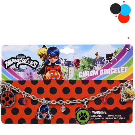 Miraculous Ladybug 7" Charm Bracelet with 2mm metal charms and jelly ...