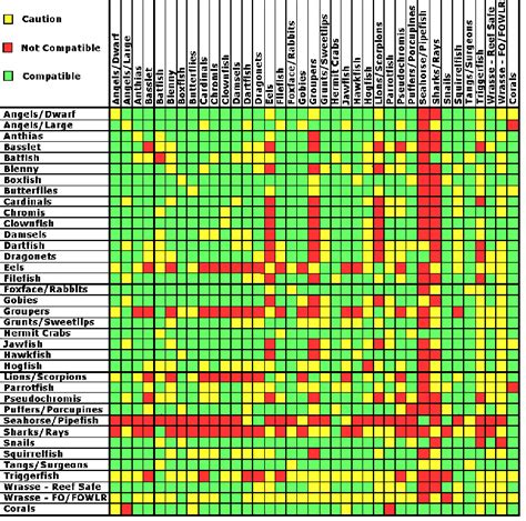 Marine Aquarium Fish Compatibility Chart