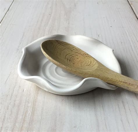 Simply White Handmade Ceramic Spoon Rest Wavy - Etsy in 2022 | Spoon ...