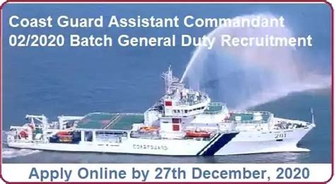 Coast-Guard Assistant Commandant GD 02/2020 batch Special Recruitment Drive