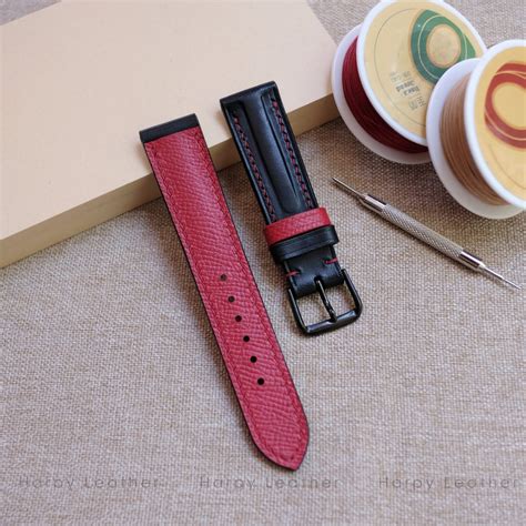 Blue leather watch strap - handmade leather watch strap & band